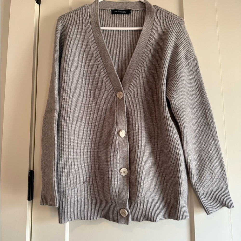 Women's Gray Cardigan Sweater